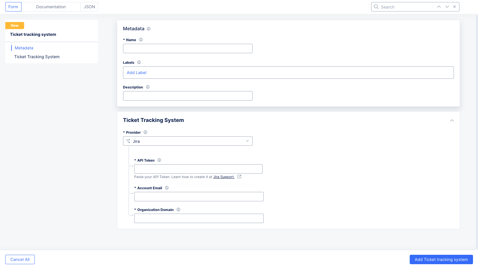 Figure: Ticket Tracking System Form